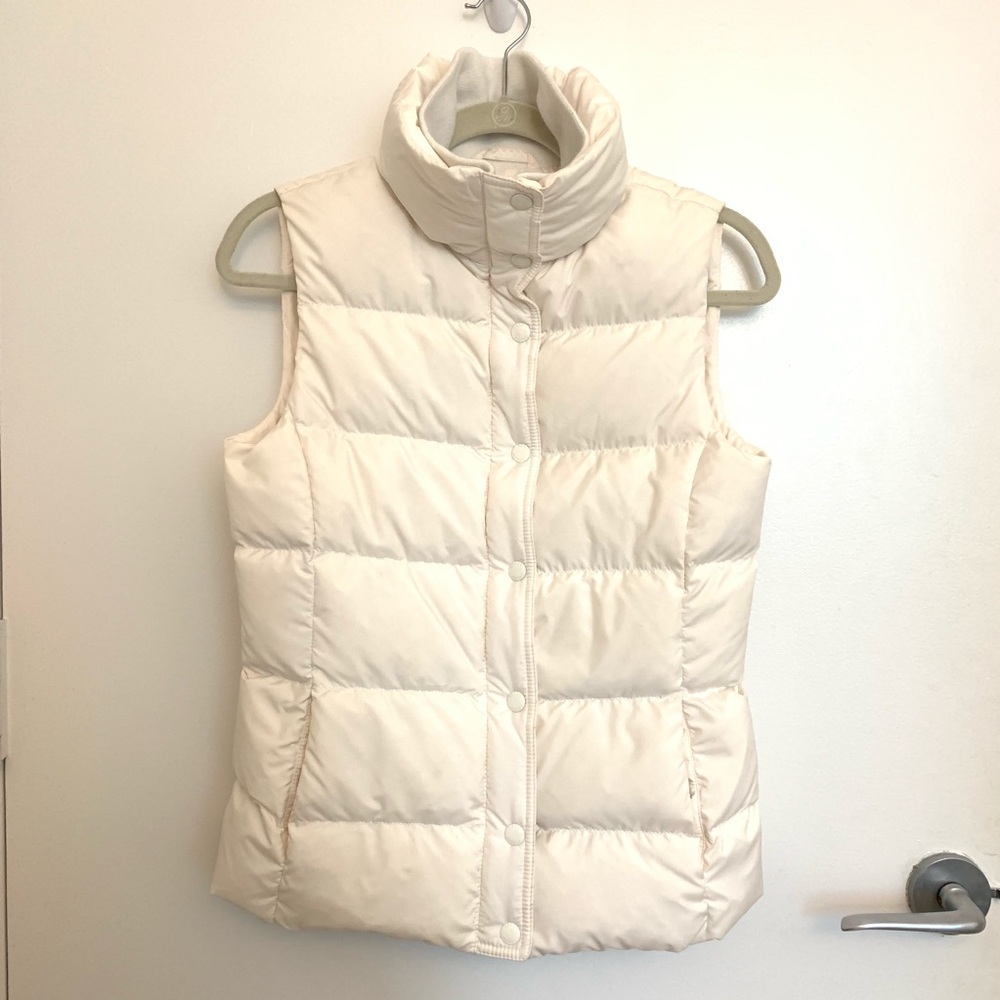 J. Crew white puffer down vest
